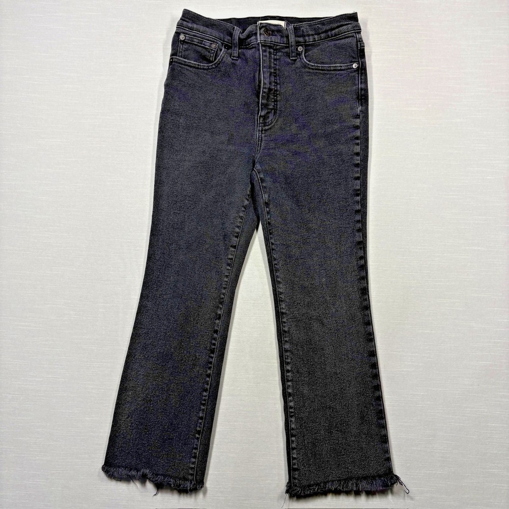 Madewell Cali Demi Boot Jeans Women Size 29 Black Denim Raw Hem